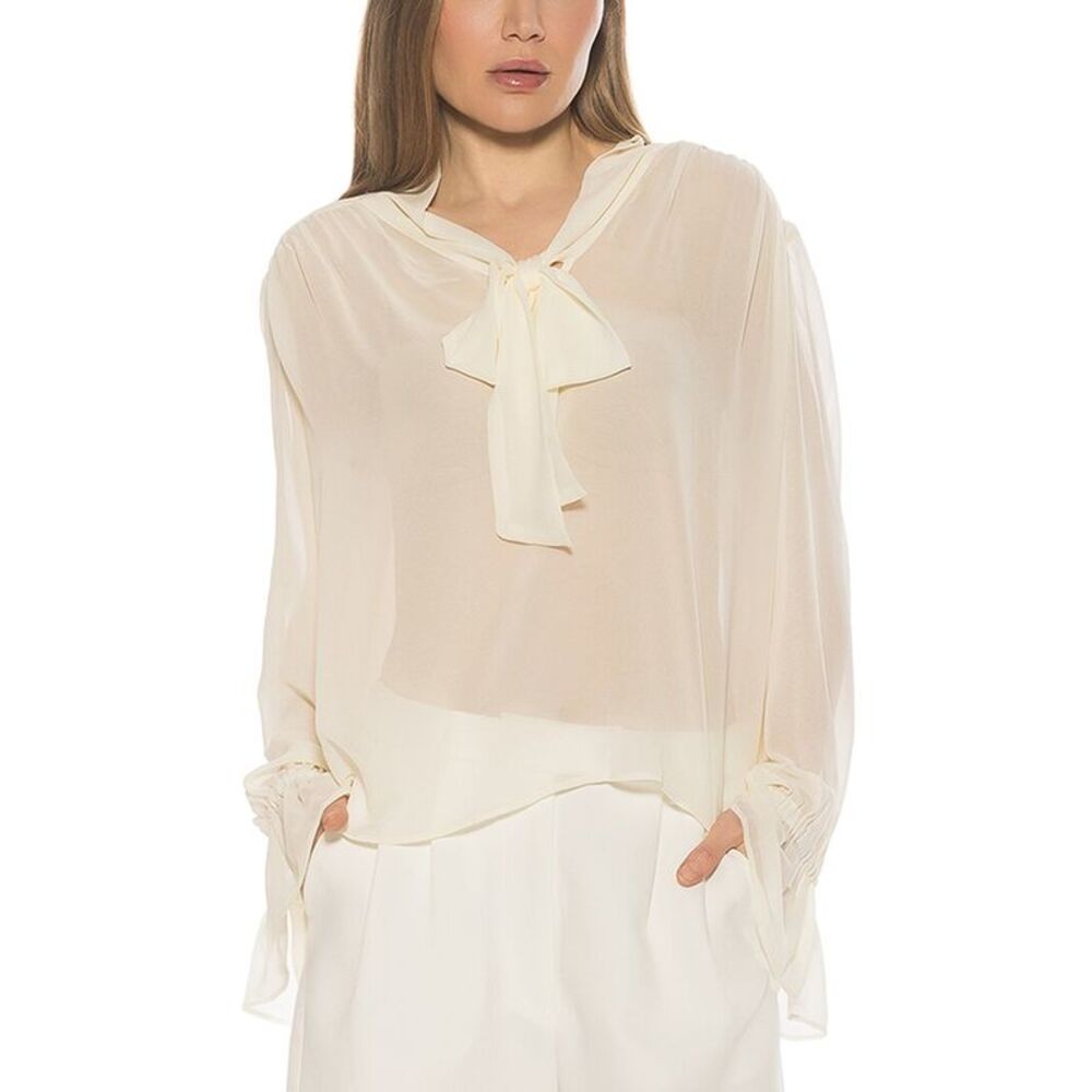 Alexia Admor Womens  Lin Blouse, Beige